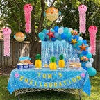 11 Pcs Under The Sea Birthday Party Decorations Cartoon Ocean Themed Backdrop Pineapple Decor Jellyfish Hanging Lanterns, Sea Tablecloth Wave Background for Summer Baby Shower Photo Props - Image 6