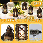 Mini Lantern Decorative, 12Pcs Small Lanterns with LED Candle, Ramadan Decorations, Hanging Vintage Moroccan Lantern Bulk for Easter Wedding Xmas Party Table Centerpiece, Brushed Brass - Image 2