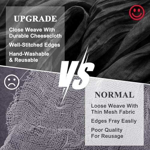 Wokceer Cheesecloth Table Runner Black 10FT Boho Gauze Runner, 12 Pack - Image 4