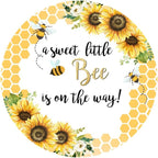 Leyiyi 6x6ft A Sweet Little Honey Bee is on The Way Round Backdrop Cover Bee Backdrop for Baby Shower Boy Girl Sweet As Can Bee Gender Reveal Party Decoration Honeycomb Bumblebee Party Background - Image 4