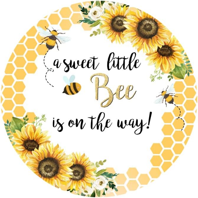 Leyiyi 6.5x6.5ft A Sweet Little Honey Bee is on The Way Round Backdrop Cover Bee Backdrop for Baby Shower Boy Girl Sweet As Can Bee Gender Reveal Party Decoration Honeycomb Bumblebee Party Background - Image 4