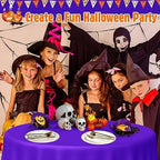Buryeah 24 Pcs Black, Purple, Orange Round Plastic Tablecloths 84 Inch - Image 5