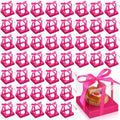 Thenshop 50 Pcs Clear Cupcake Boxes Individual 3.5 Inch, Hot Pink by Thenshop