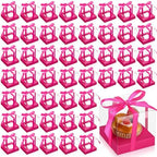 Thenshop 50 Pcs Clear Cupcake Boxes Individual 3.5 Inch, Hot Pink by Thenshop