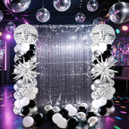 2 Sets Disco Balloon Column Stand Kits Adjustable Black and Silver Balloons Column Kit with Disco Ball Explosion Star 80s Party Themed Tower Stand Kit for Birthday Party Retro Dance Supplies - Image 2