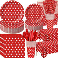 Funnymoom 452 Pcs Red Polka Dot Baby Shower Party Supplies for 50 Guests by Funnymoom