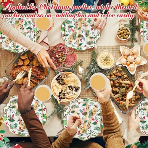Pickmesh 400 Pcs Christmas Party Supplies Paper Plates and Napkins Serve 50 - Image 5