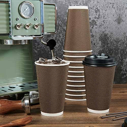 LITOPAK 80 Pack 16 oz Disposabel Paper Cups, Coffee Cups with Lid, Stirrers - Image 4