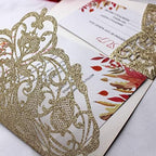 AdasBridal 25Pcs 250GSM Tri-Fold Glitter Wedding Invitations with RSVP Card - Image 6
