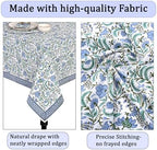 Ridhi Columbia Blue Block Print Cotton Rectangle Table Cloth, 54x54 inch - Image 6