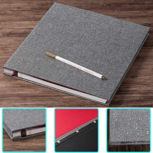 Large Photo Album Self Adhesive 4x6 8x10 10x12 13"x12.8" Magnetic Scrapbook 12.6"x11" Inch 60 Sticky Pages Linen Cover DIY Photo Album with A Metallic Pen and DIY Stickers(Grey) - Image 3