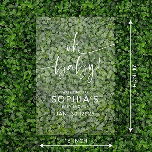 Andaz Press Custom Large Oh Baby! Welcome Sign - 16" x 24" Minimal Personalized Acrylic Signage for Baby Shower, Gender-Neutral Sprinkle, Fall Decorations - Image 4