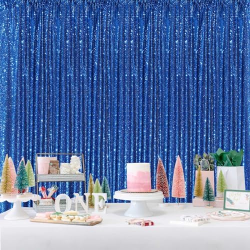 Royal Blue Curtain Panels Sequin Backdrop 6 Pieces 2ftx8ft Sparkly Curtain - Image 6