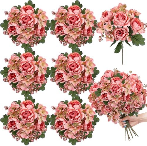 6 Bundles Peonies Artificial Flowers & Pack of 4 Baby Shower Centerpieces for Tables - Image 2