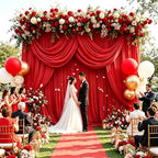 30ft x 10ft Red Backdrop Curtains, Wrinkle-Free Fabric Photo Background for Holiday Party Sale Promotion Retail Display Birthday Wedding Photography Video Backdrop Decorations - Image 4