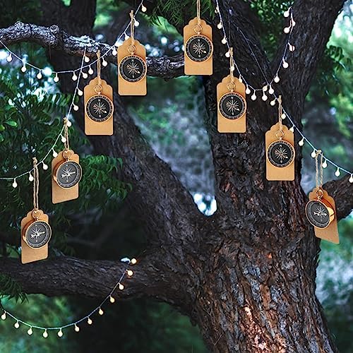 50 Sets/100pcs Compass Favor Bulk: Compass Keychain & Kraft Tags (Gold) - Image 5