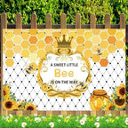 Fabric 10x8ft Bee Baby Shower Photography Background A Sweet Little Bee is on The Way Sweet Honeycomb Sunflower Backdrop Newborn Gender Reveal Party Decor Cake Table Banner Supplies - Image 2