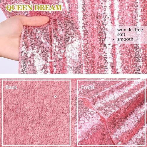 Blush Pink Sequin Backdrop Glitter Backdrop Curtains 10ft x 10ft Glitter Background for Party Baby Shower Wedding Decorations - Image 6