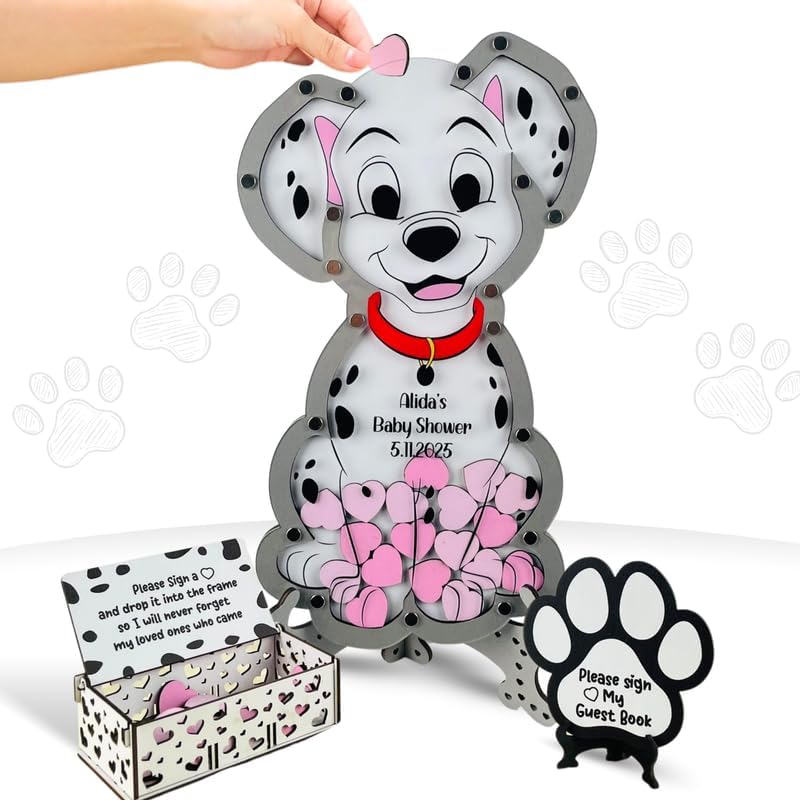 Personalized Baby Shower Guest Book Alternative Dalmatian Drop Box Girl by GIFTSH0PBYHELEN