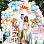 Gender Reveal Decorations Pink Blue Balloon Arch Garland Kit, Bear Theme, Baby Shower Party Pack With Balloon Boxes,Backdrop,Wood Table Sign,Tablecloth,...170PCS For Girl Boy Gender Reveal - Image 5