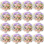 Tigeen 12 Bundles Artificial Flowers Bouquet for Wedding, Pink Purple by Tigeen