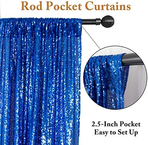 ShinyBeauty Baby Blue & Blue Sequin Backdrop 4 Panels Photo Curtains 2x8FT - Image 4