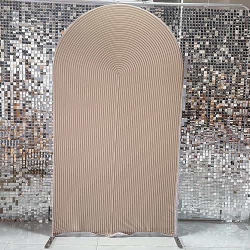 Light Tan Ripples Pattern Arch Backdrop Cover for Birthday Party Wedding Baby Shower Decorations Chiara Backdrops Arched Wall Frame Stands Covers Props GP-454 4ft * 7ft - Image 2