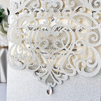 Hosmsua 5.12 x 7.3 Inch 50pcs Silver Laser Cut Lace Flora Wedding Invitation Cards with Rhinestone and Envelopes Customized Printed Invitations for Bridal Shower Quinceañera Wedding Invite - Image 5