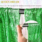 Sequin Curtains Christmas Backdrop 3 Panels Sequin Fabric 2FTx8FT Green - Image 6