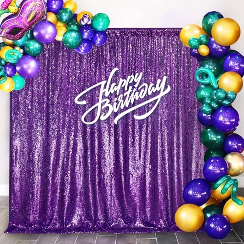 Purple Sequin Backdrop 8ft x 8ft Glitter Party Backdrop Curtains - Image 6