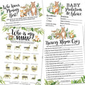 25 Woodland Animal Matching, 25 Nursery Rhyme Game, 25 Who Knows Mommy Best, 25 Baby Prediction And Advice Cards - 4 Double Sided Cards, Baby Shower Party Supplies by HadleyDesigns