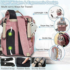 SHITIESHOU Diaper Bag Backpack Baby Bag, Baby Girl Boy Diaper Bag for Dad Mom with Pad, 16 Pockets, Pacifier Case, Large Diaper Bags Unisex for Travel(Pink Grey) - Image 5