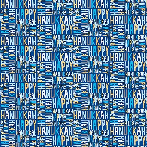 Jillson Roberts Hanukkah Wrapping Paper Roll Bundle - 3 Pack (75 sq ft Total) Floral Menorah, Happy Hanukkah Greetings - Image 5