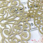 50Pcs Laser Cut Wedding Invitation With Glitter Envelopes And Ribbons Blank Personalized Card Invitaciones Para quinceañera Birthday Baby Shower Christmas Party Bridal Shower (Gold) - Image 6
