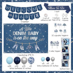 A Little Denim Baby Is On The Way Baby Shower Decorations Kit Includes Backdrop Banner Balloon Boxes Mom To Be Sash Cake Toppers 75 Balloons Denim And Diamond Gender Reveal Decor for Boy - Image 5