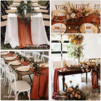 35x157 Inch Terracotta Cheesecloth Table Runner Fall Boho Wedding Decor - Image 6