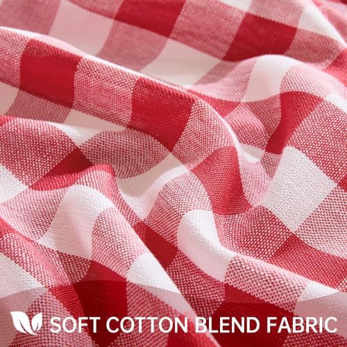 Gingham Tablecloth Rectangle Table, Cotton Linen Fabric Picnic Checkered Table Cloth Farmhouse Washable Wrinkle Free Buffalo Plaid Table Cover for Outdoor Birthday Party, Red, 60x90 - Image 4
