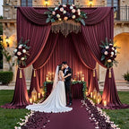 10ft x 15ft Burgundy Backdrop Curtains for Wedding Parties, 2 Panels Extra Long Wrinkle Free Fabric Drapes Photo Backdrop for Baby Shower Birthday Stage Reception Lobby Decoration - Image 2