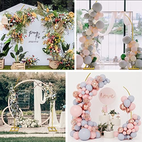 Metal Wedding Arch Stand,Set of 2 Gold Curved Top Arch Backdrop Stand Wedding Arches for Ceremony Birthday Anniversary Baby Shower Floral Stand Background Decoration (Gold,7.8FT & 6.7FT) - Image 7