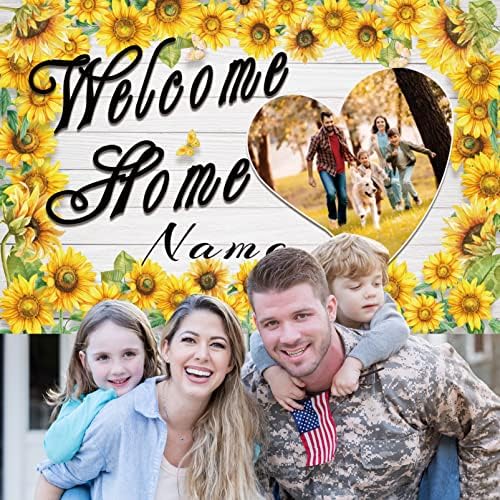 Custom Welcome Home Banner Decorations Sunflower Welcome Home Yard Sign Welcome Home Sunflower Banner for Military Homecoming Deployment Returning Party Supplies(5x7.5ft) - Image 7