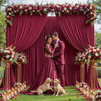 40x10ft Burgundy Backdrop Curtains for Wedding Parties Wrinkle Free Photo Backdrop Drapes for Photography Birthday Baby Shower Soft Fabric Party Backgournd for Photoshoot 5x10ft, 8 Panels - Image 4