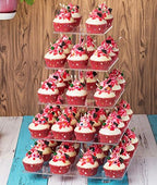 YestBuy Cupcake Stand, 5 Tier Square Cupcake Tree Tower, Clear Cupcake Holder, Pastry Display Rack for Party, Wedding, Baby Shower - Image 2