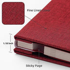HoneyTolly Large Photo Album Self Adhesive, DIY Scrapbook Album for 3x5 4x6 8x10 Pictures, 60 Pages Linen Cover Memory Book, Ideal Gift for Family Wedding Baby Christmas Anniversary(Red) - Image 3