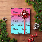 MyPupSocks Customized Name Gift Wrapping Paper, Personalized Gradient Pink And Blue Gift Wrap Paper with Logo Custom Funny Wrapping Paper Roll for Men Women Christmas 58x23 Inches 3 Rolls - Image 4