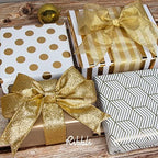 Ribbli White and Gold Wrapping Paper 30 inch for Birthday, Chirstmas, Holiday, Wedding, Graduations, Baby Shower, Polka dots/Stripes/Geometric/Matte Gold,4 Rolls -120 inch(10feet) Per Roll - Image 3