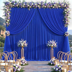 Royal Blue Tulle Backdrop Curtain for Parties Wedding,30ft x 10ft Wrinkle Free Curtain Backdrop,2 Layer Drapes for Backdrop,Polyester Back Drop for Bridal Shower Birthday Baby Shower Photography - Image 2