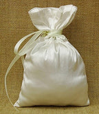 Darling Souvenir 50 Satin Drawstring Gift Pouch Small Wedding Party Favors Bag - 8" x 10" inches Baby Shower Thank You Pouches- White by DarlingSouvenirMADEWITHLOVE