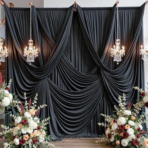 20ft×15ft Black Backdrop Curtain for Wedding Parties by PartyVillage
