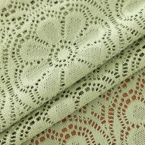 Boho Crochet Lace Tablecloth Rectangle 52 x 70 Inch Sage Green - Image 3