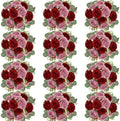12 Bundles Peonies Artificial Flowers Bulk, Dusty Pink & Burgundy by Nagobi